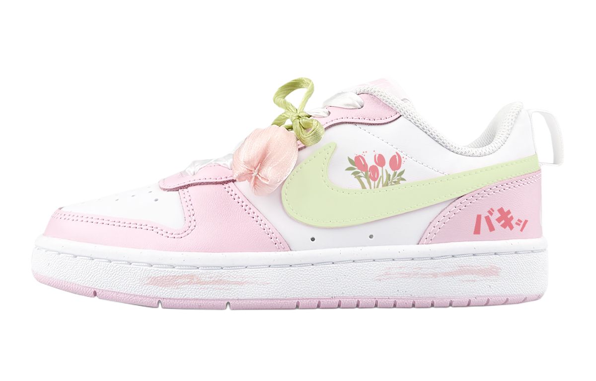 

Детские кроссовки для скейтбординга Court Borough MM Dreamer, Tulip Low Top для подростков Nike, розовый/белый/зеленый