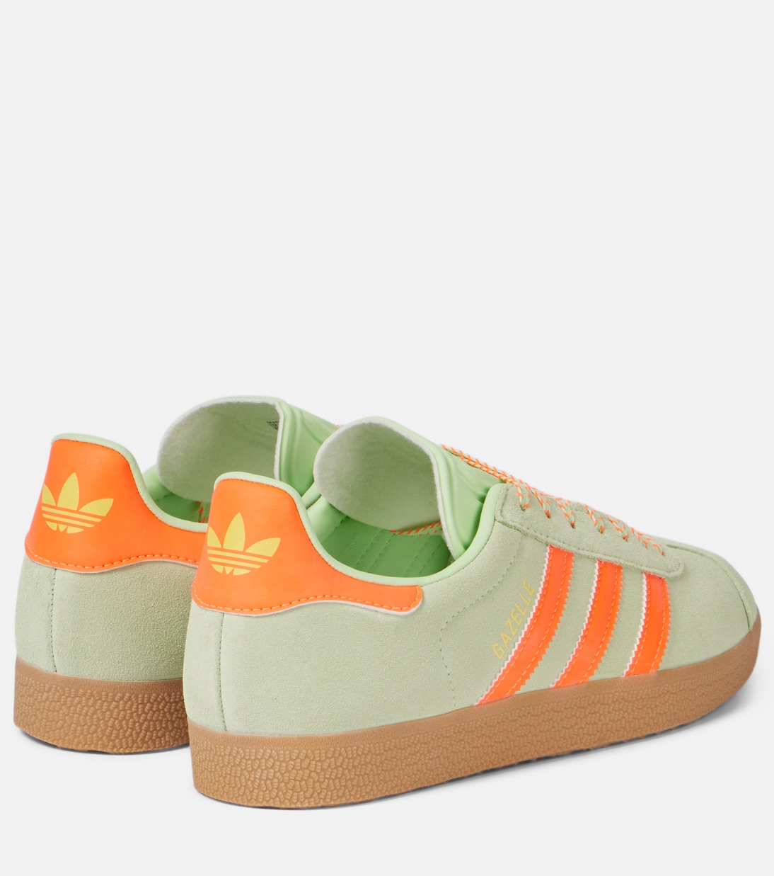 Кроссовки из замши с отделкой из кожи Gazelle Adidas, Semi Green Spark/Solar Orange — фото 2