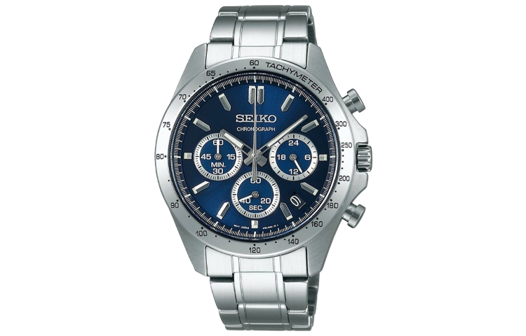 

SEIKO Мужские часы со стальным ремешком, кварцевый механизм, синий циферблат