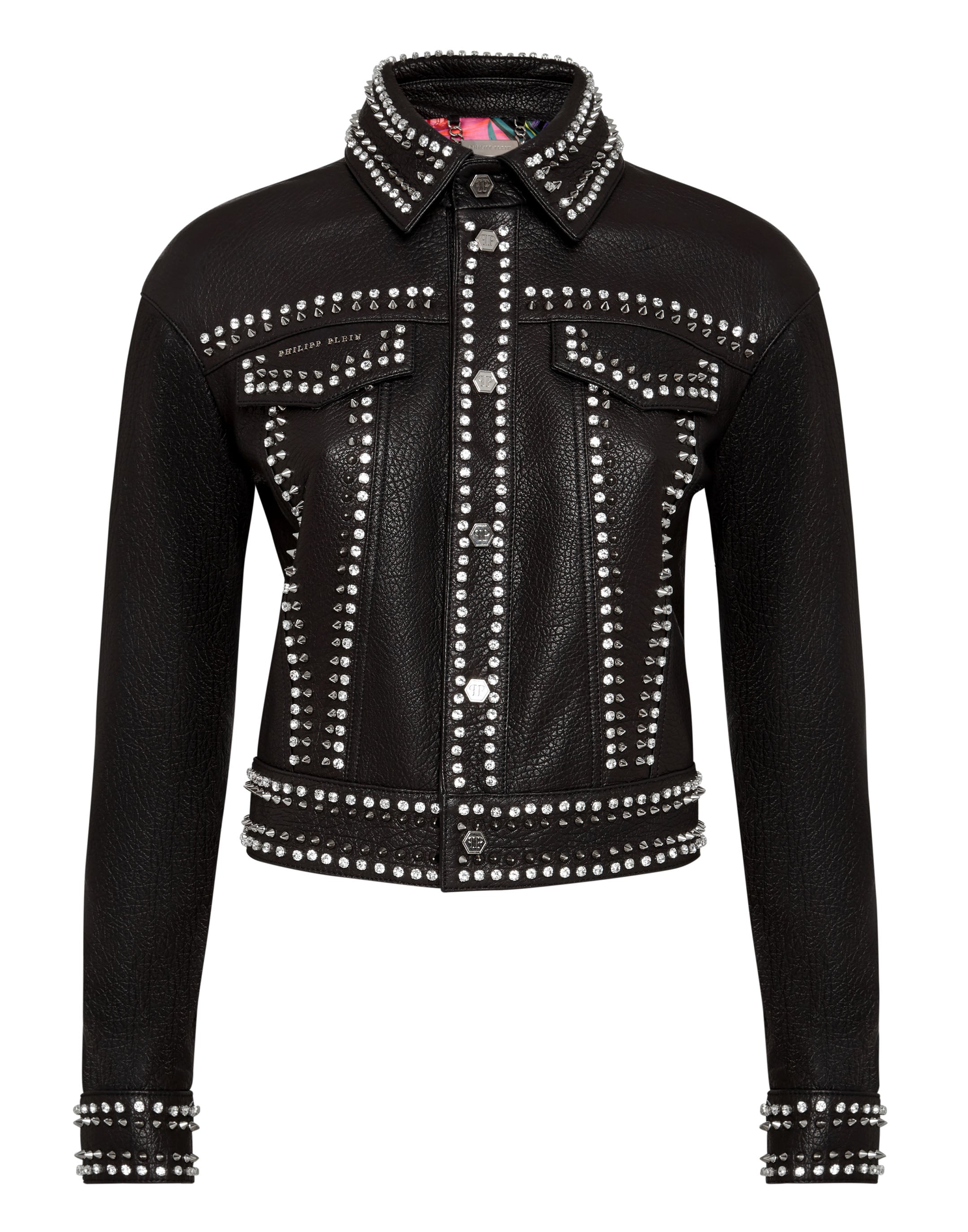 

Кожаная куртка с заклепками череп PHILIPP PLEIN, черный