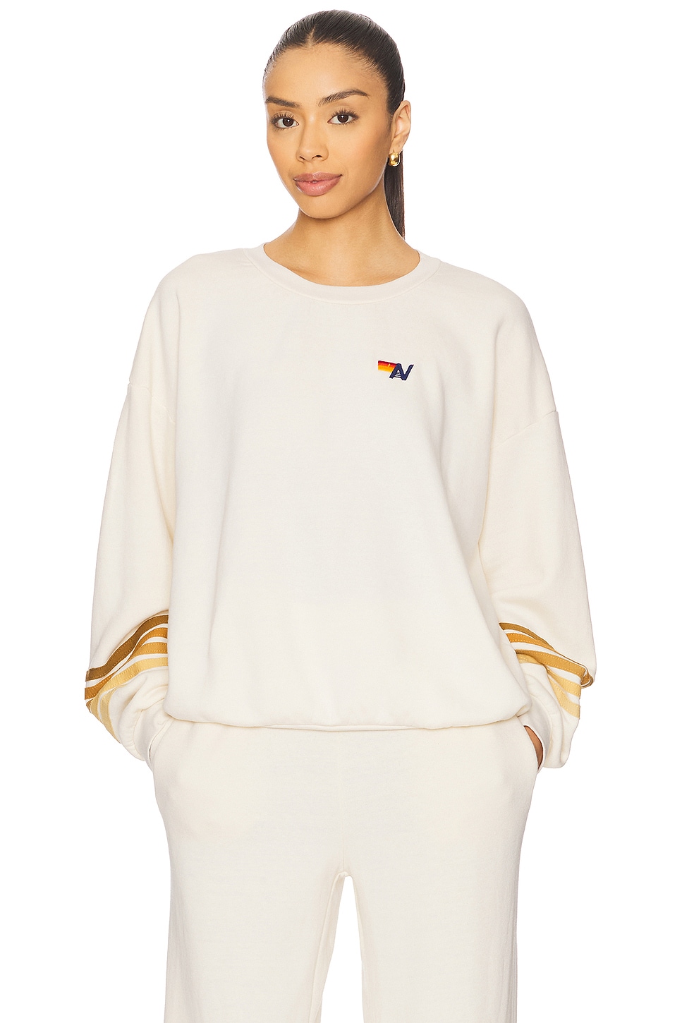 

Свитшот в спортивном стиле с расслабленным кроем Aviator Nation, vintage white & brown