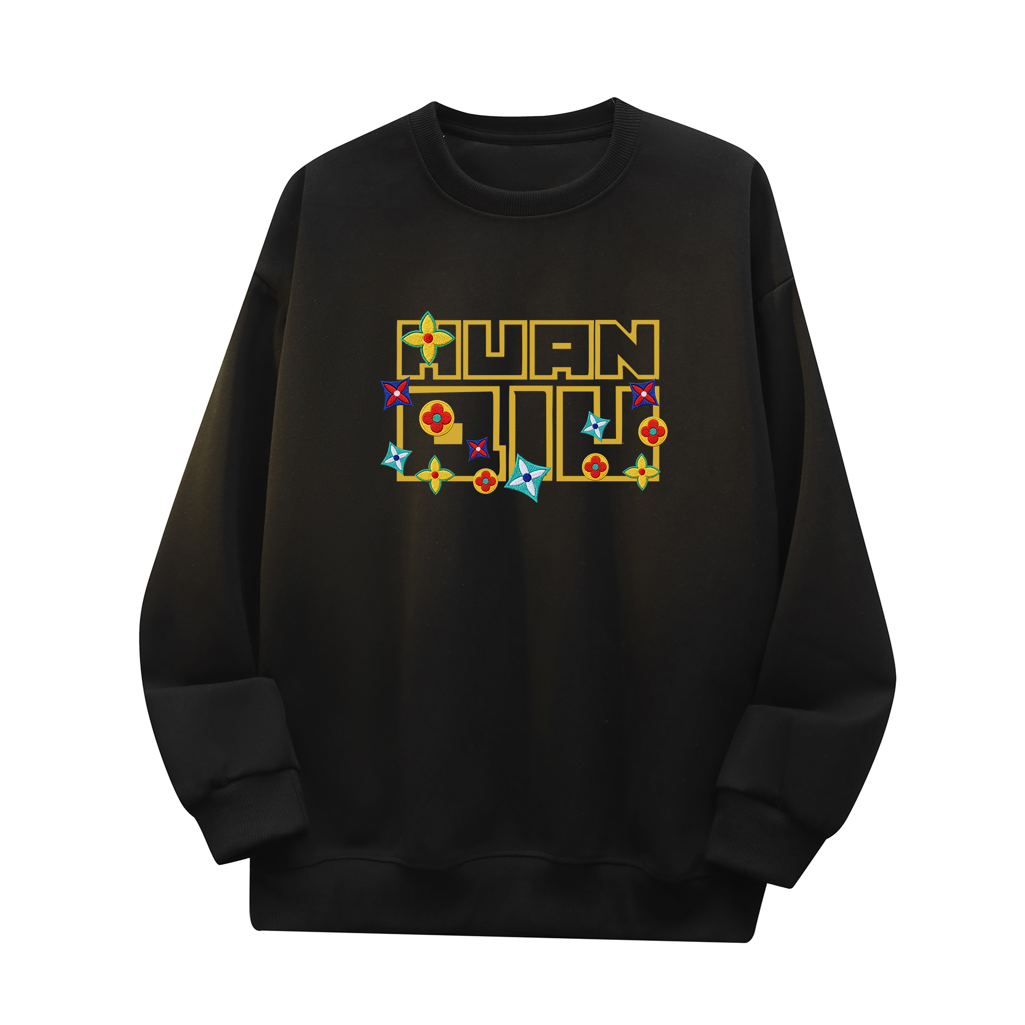 

Свитшот с круглым вырезом Unisex HUANQIU, черный (fleece-lined)