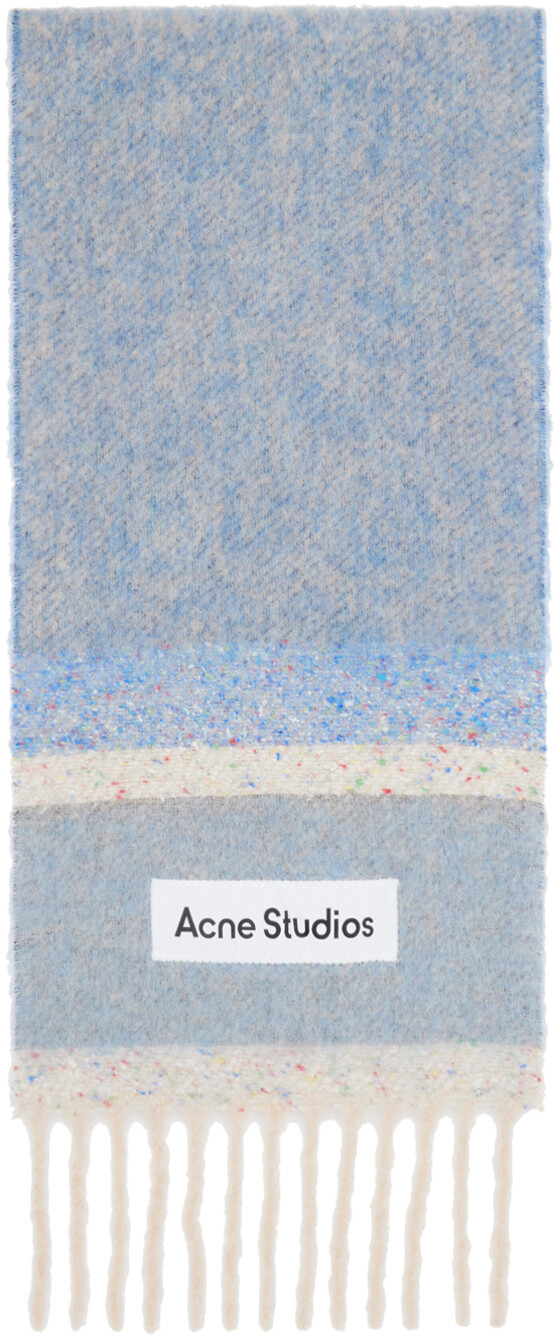 

Шарф с логотипом и синей бахромой Acne Studios