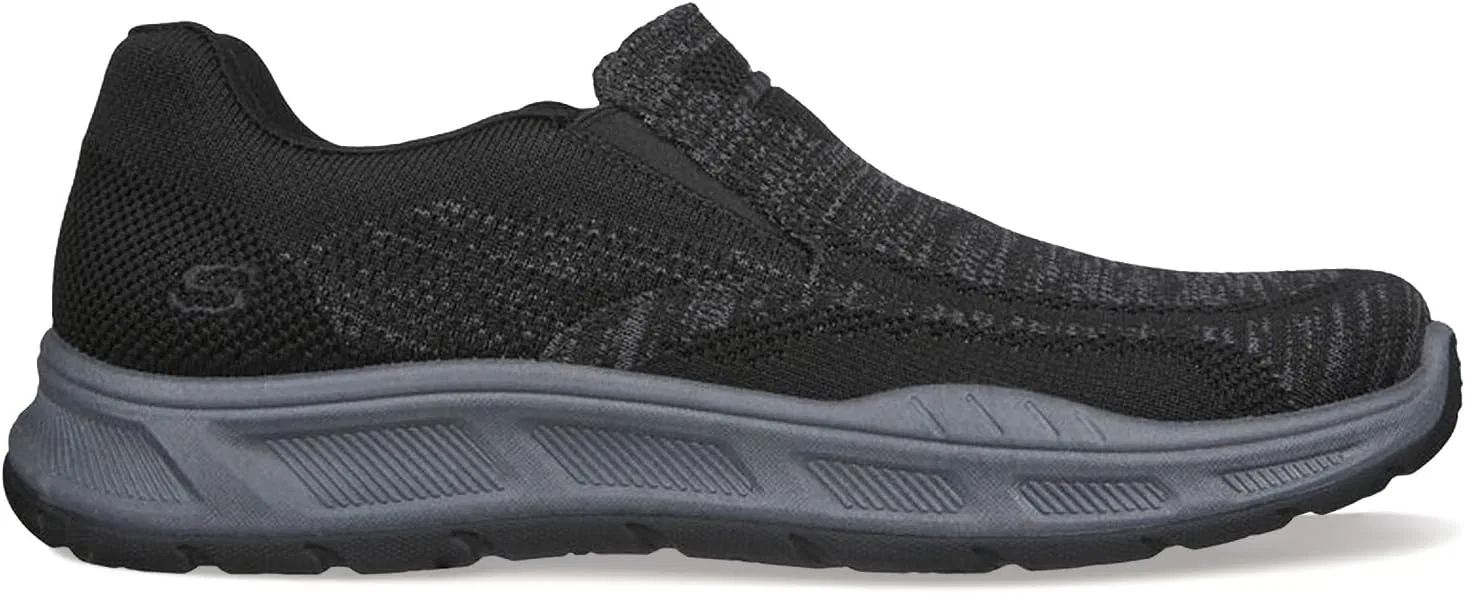 Мужские кроссовки Skechers свободного кроя Cohagen Knit Walk Trainers - очень широкая модель, Black (Black Cord) — фото 2