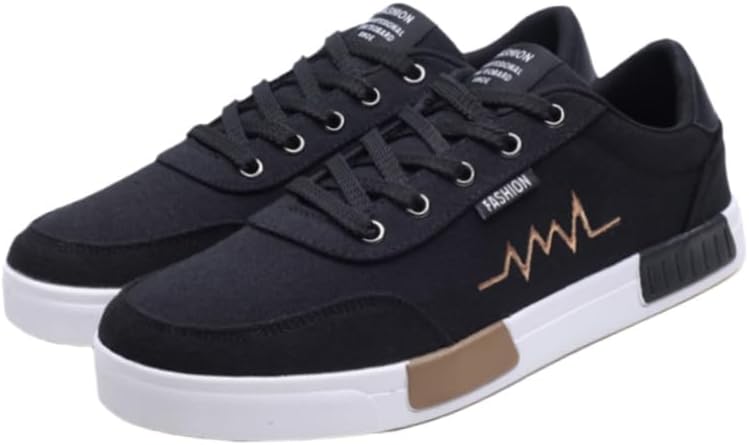 

Мужские спортивные повседневные кроссовки из парусины на шнуровке- дышащие и удобные, подходят для школы, путешествий и повседневной носки Fusecottc, черный