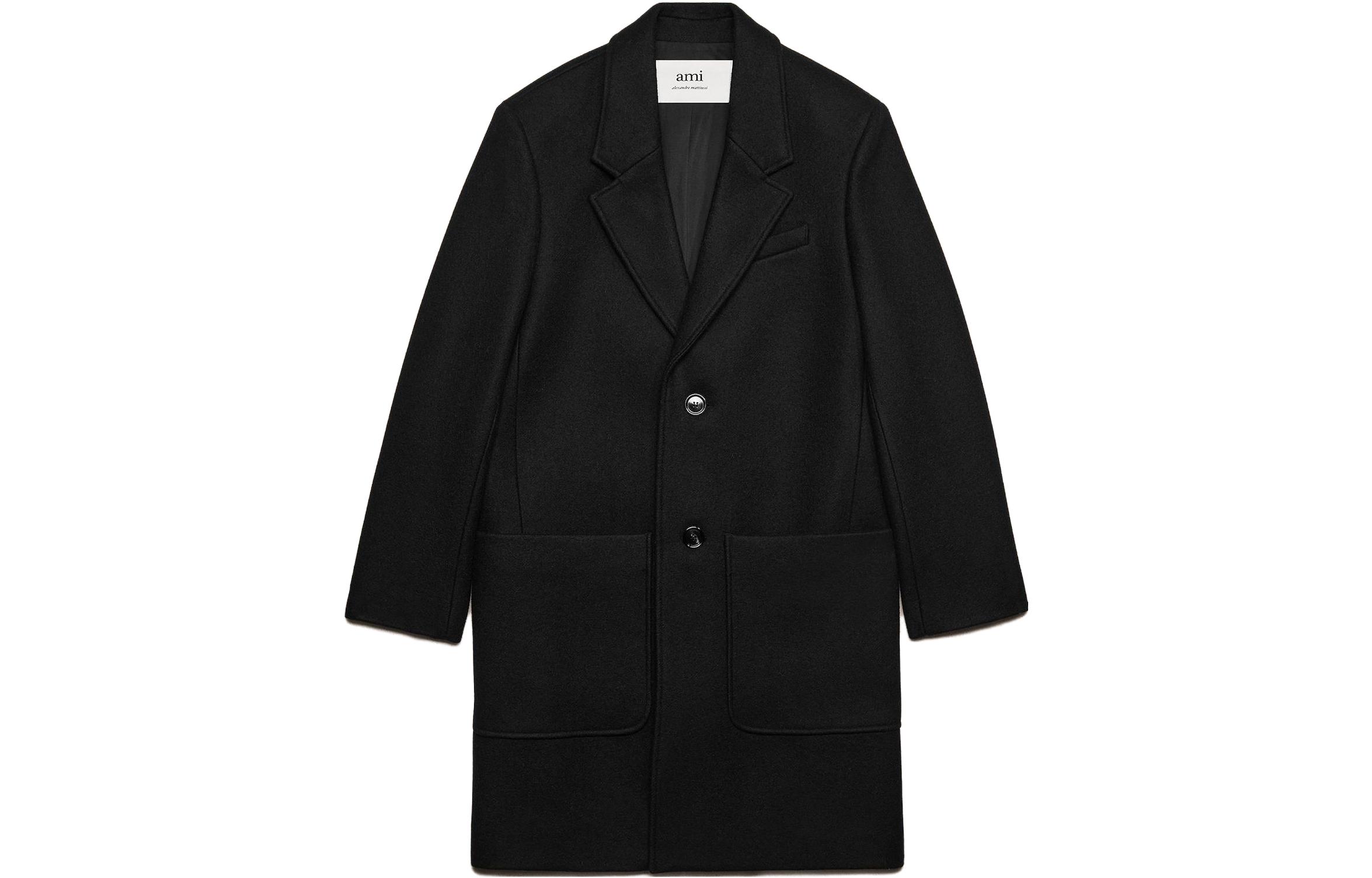 

AMIPARIS Однобортное длинное пальто Ami Paris, Black