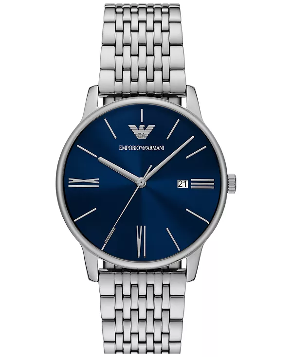 

Мужские часы с браслетом из нержавеющей стали 39 мм Emporio Armani, silver