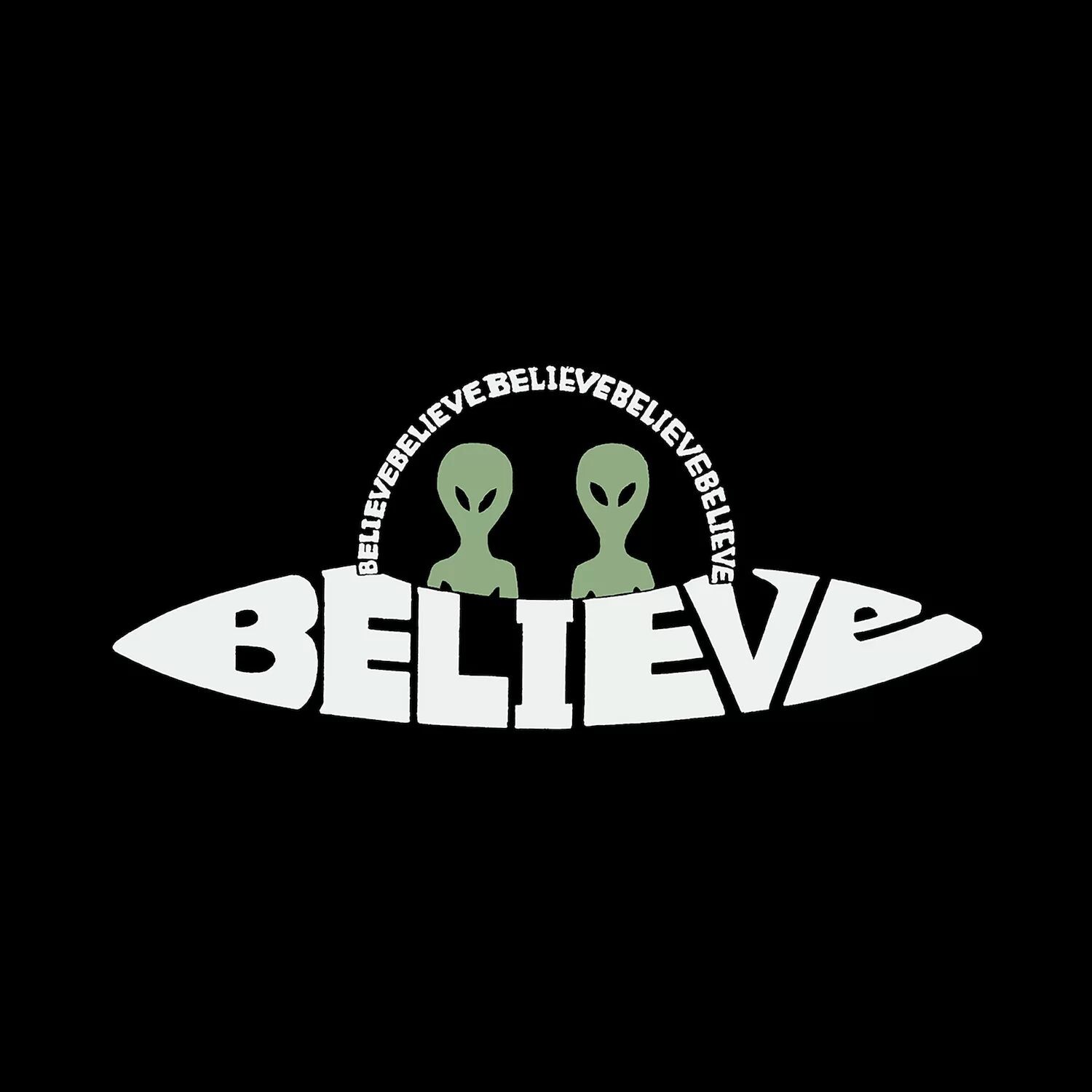 

Believe UFO — мужская футболка премиум-класса с текстом Word Art LA Pop Art