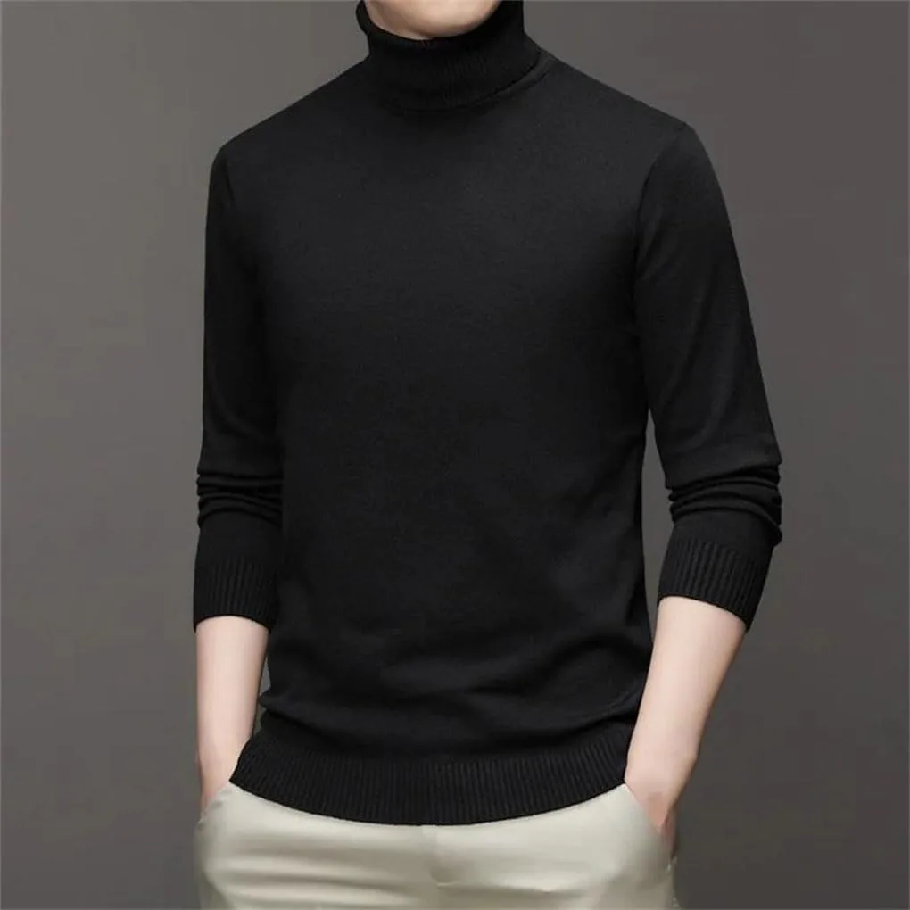 Мужской водолазный свитер Slim Fit с длинным рукавом — фото 4
