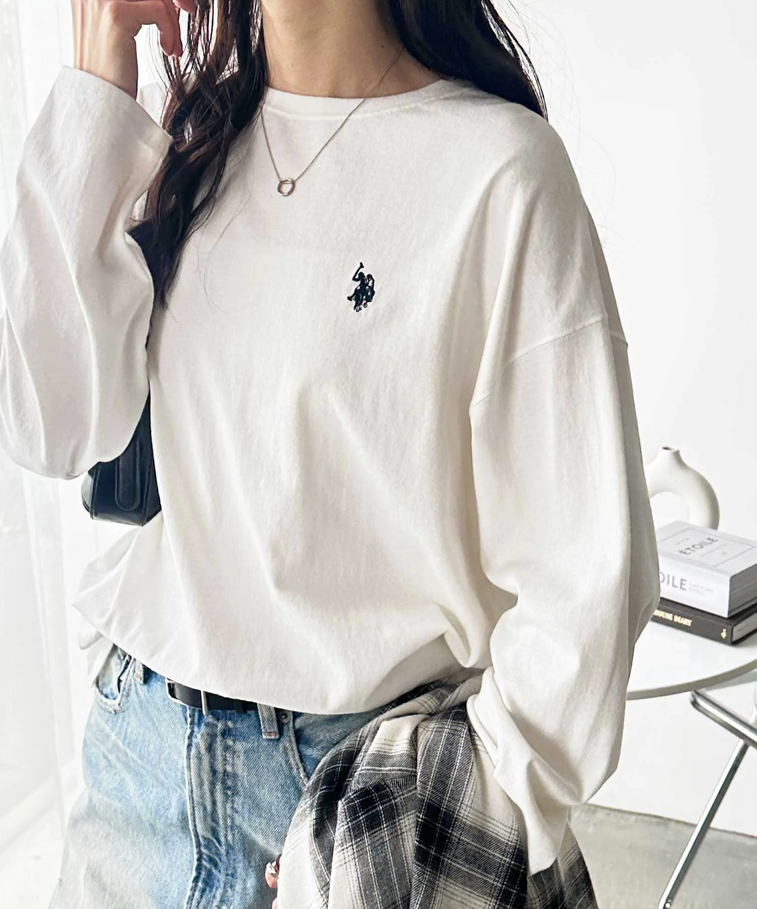 Унисекс футболка U.S. POLO ASSN. оверсайз с вышивкой, серая — фото 4