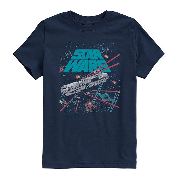 

Футболка с принтом Boys 8-20 ships distressed Star Wars, Navy