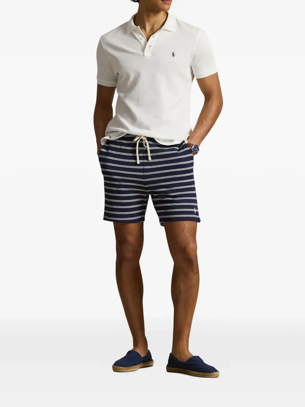 Полосатые шорты с кулиской POLO RALPH LAUREN, синий — фото 2
