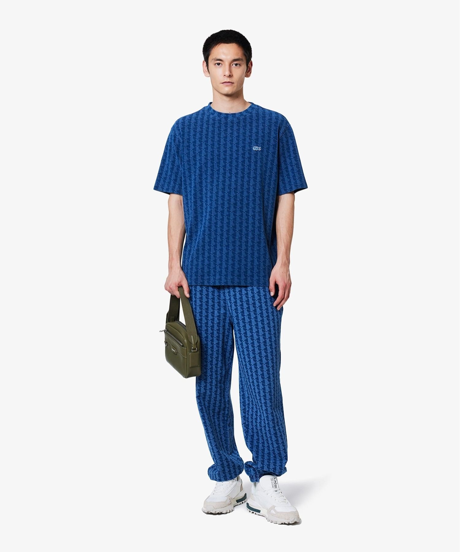 Спортивные брюки с монограммой цвета индиго LACOSTE, Light Indigo Blue — фото 4