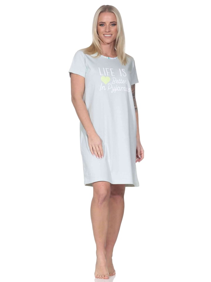 

Ночная рубашка с короткими рукавами и принтом спереди, размер 126 10 802, зеленого цвета NORMANN