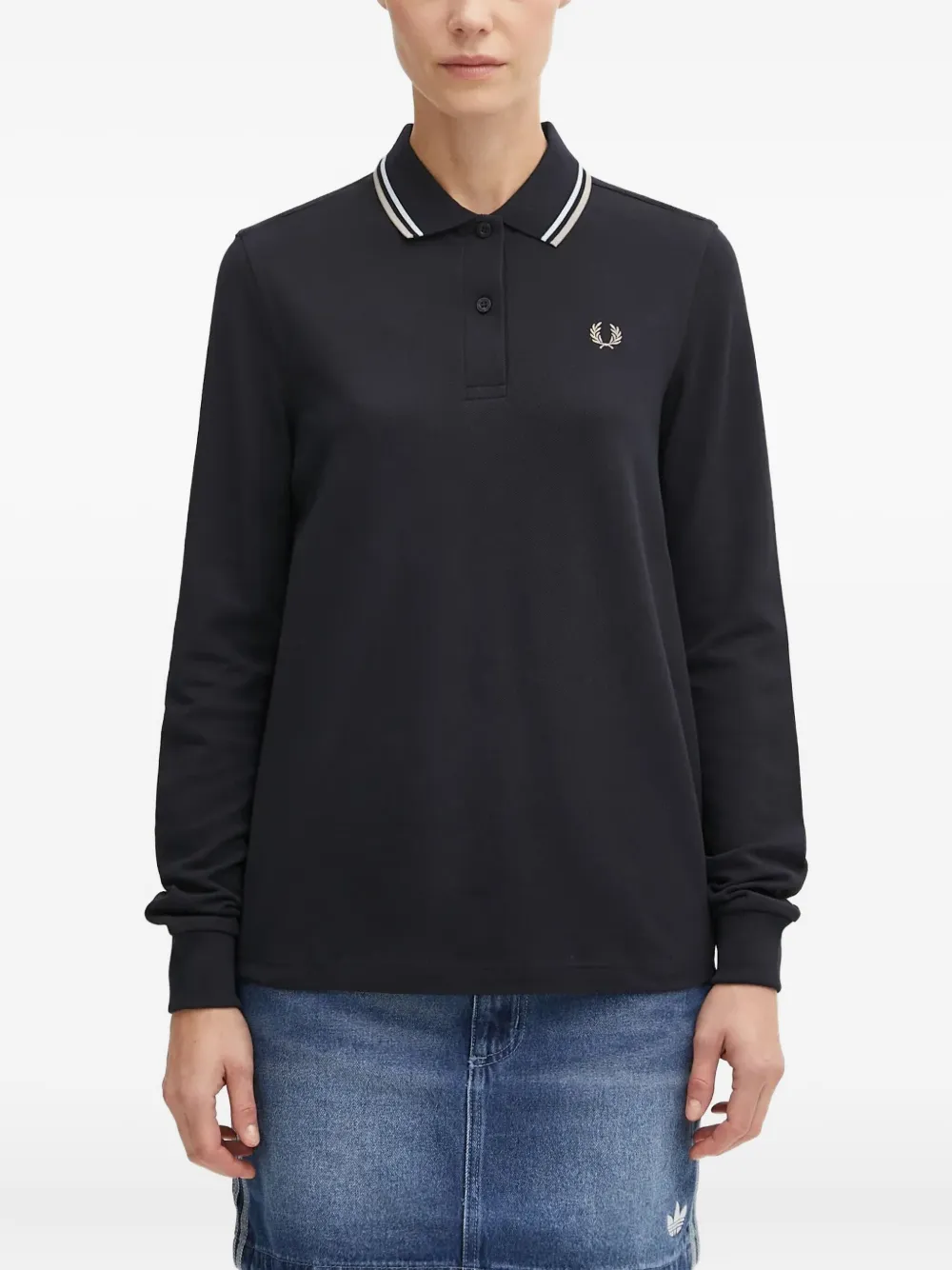 

Трикотажное поло с вышитым логотипом Fred Perry, черный
