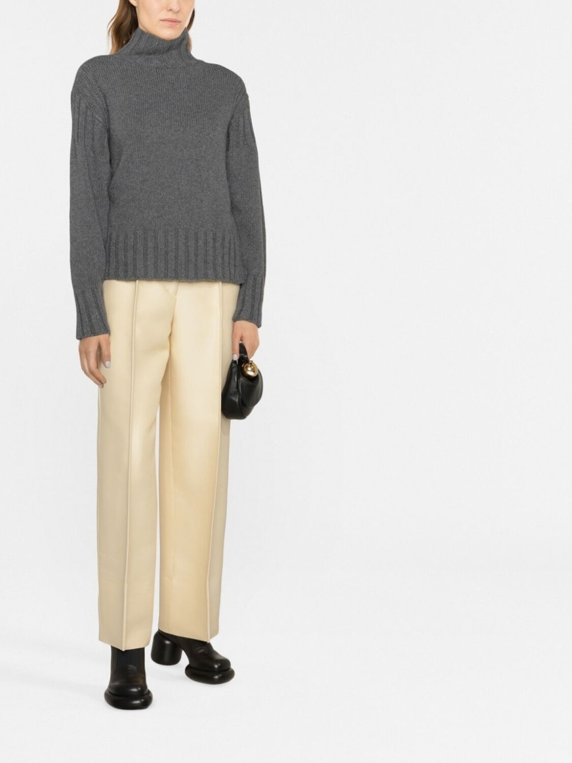 Jil Sander кашемировый джемпер с высоким воротником, серый — фото 2