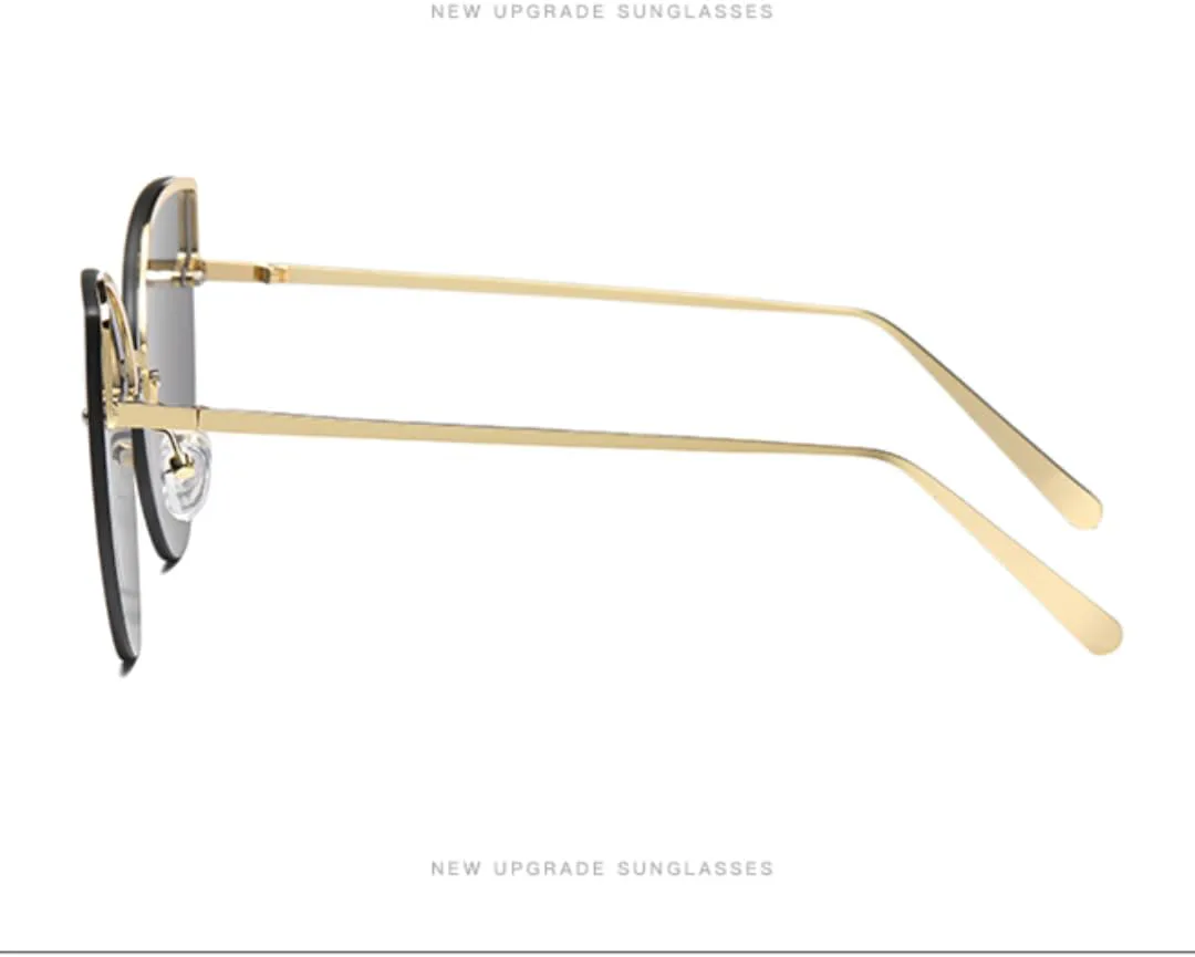 

Винтажные солнцезащитные очки без оправы с градиентным переходом цвета, металлическая оправа, защита от УФ-излучения UV400, летние, для женщин VFDHN, Black