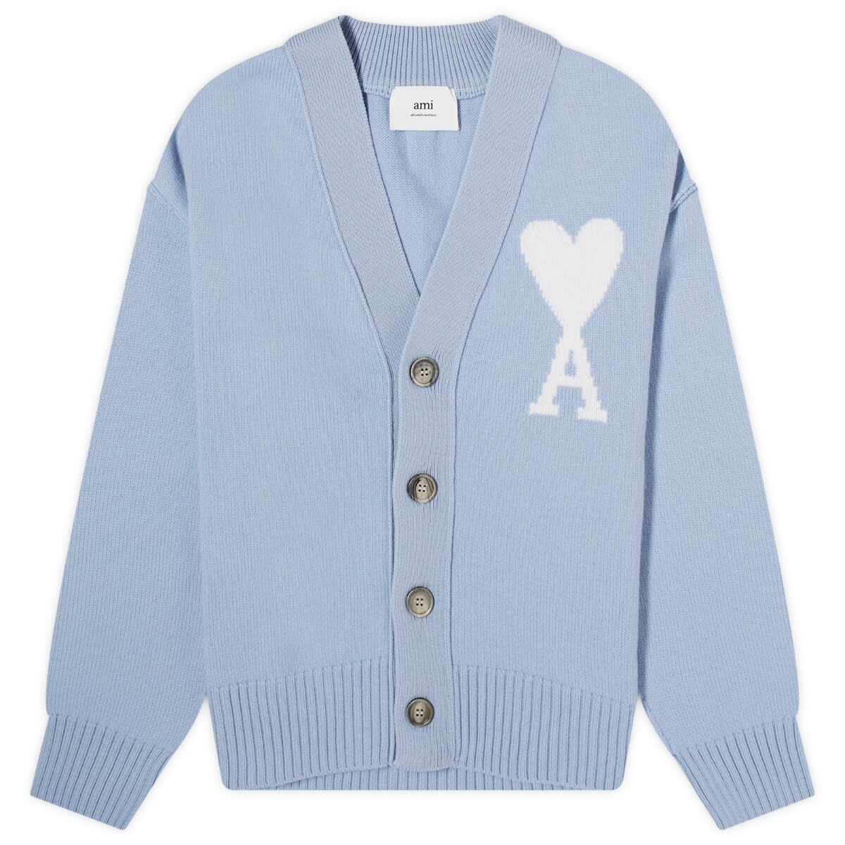 

Кардиган Ami Paris Off White Big Adc, цвет Cashmere Blue & Off White
