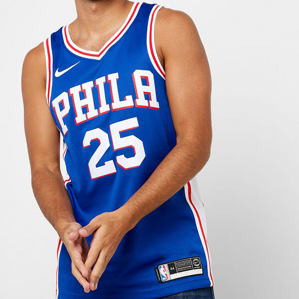 Спортивная футболка nba retro basketball jersey/vest sw fan edition philadelphia 76ers simmons 2 no. 5 blue Nike, синий — фото 3