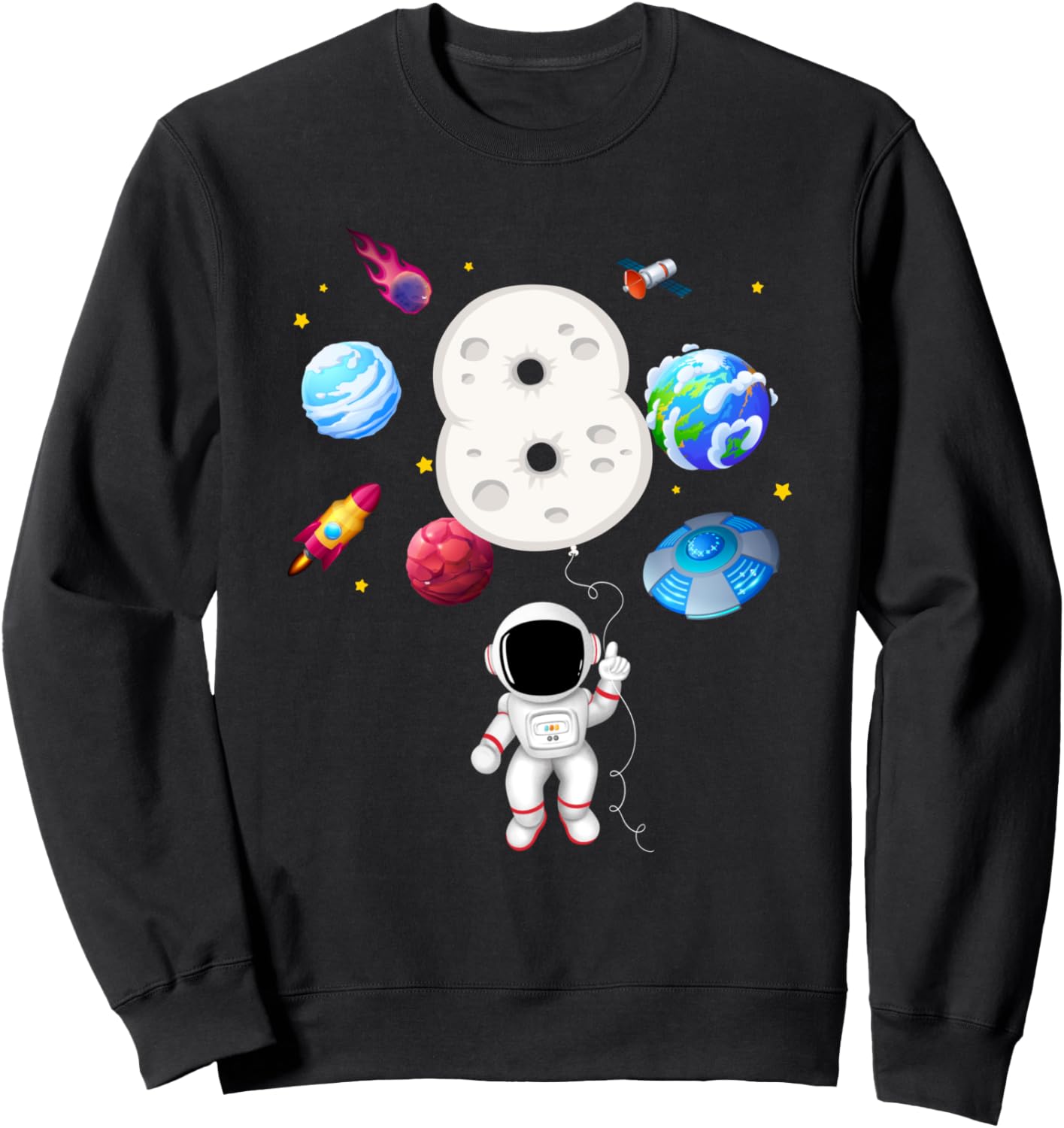 

8-й день рождения в стиле космонавта. Костюм космонавта для 8-летнего ребенка. Толстовка Matching Family Astronaut Birthday Space Gift Shop, черный