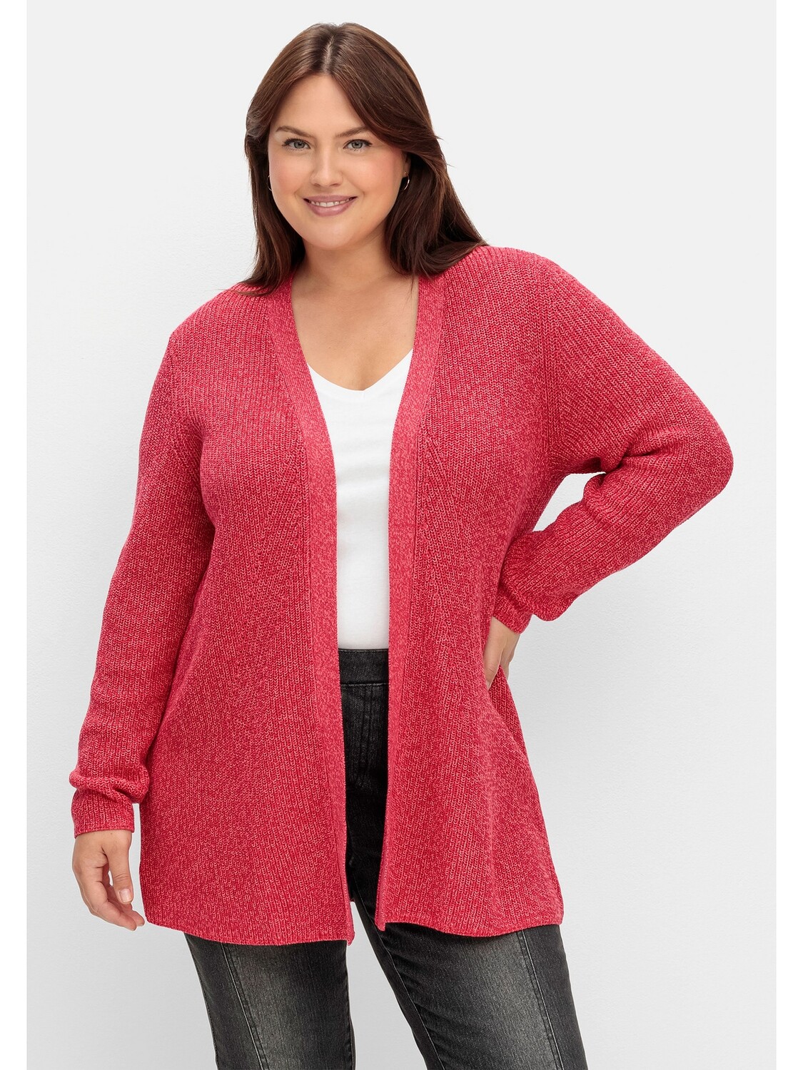 

Кардиган sheego Longstrickjacke, цвет magenta meliert