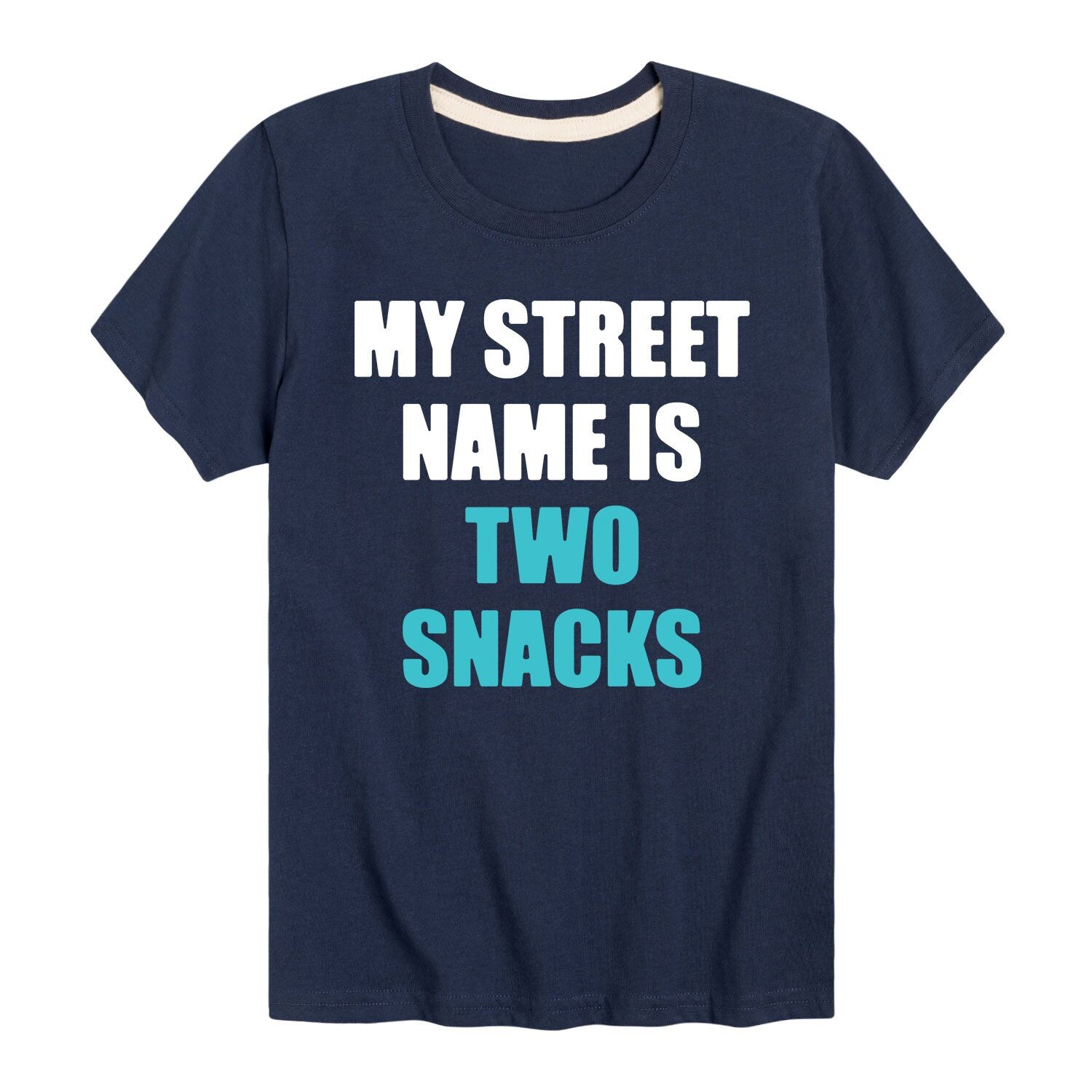 

Футболка с рисунком My Street Name Is Two Snacks для мальчиков 8–20 лет Licensed Character, синий