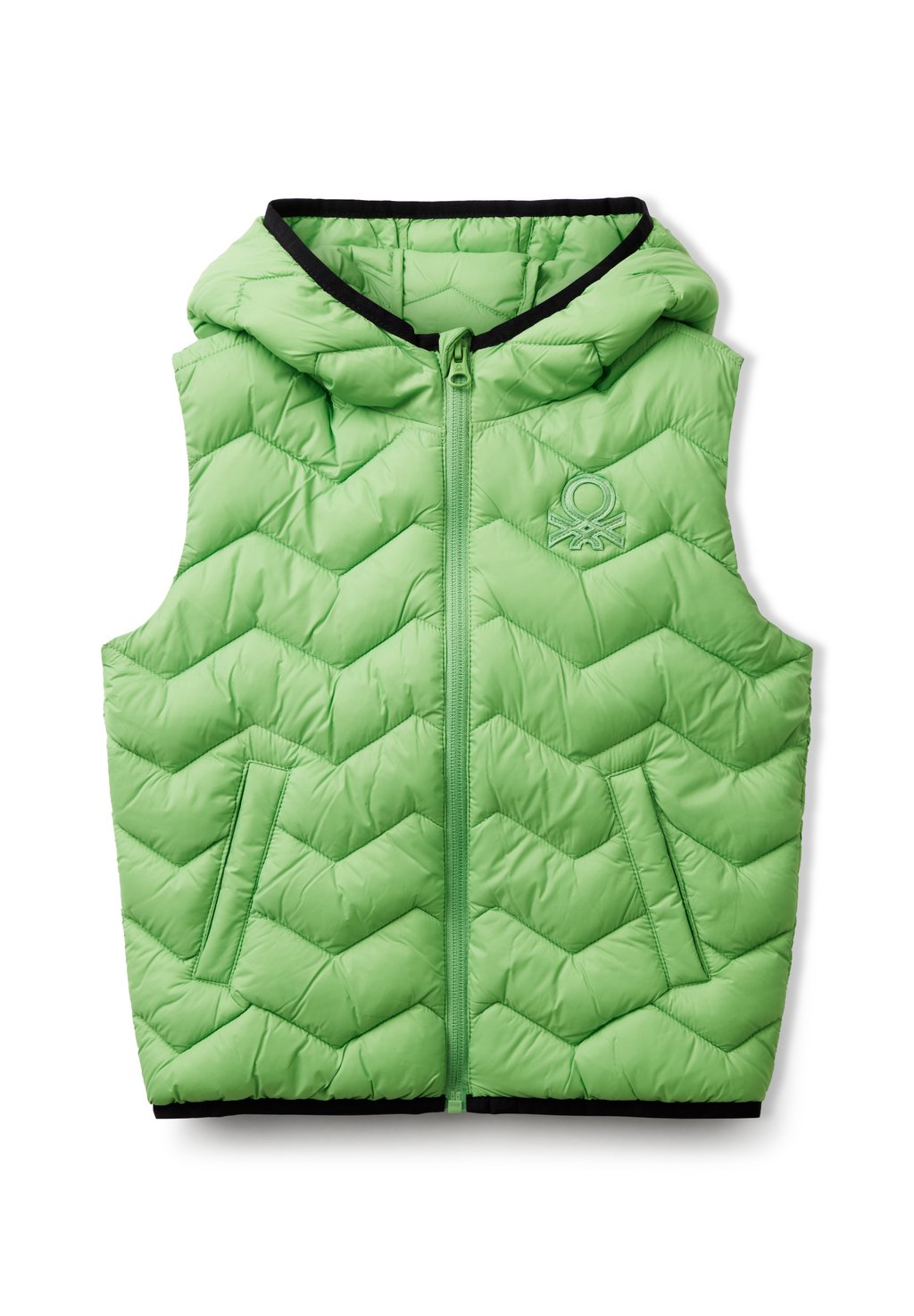 

Жилет PADDED WITH HOOD United Colors of Benetton, зеленый