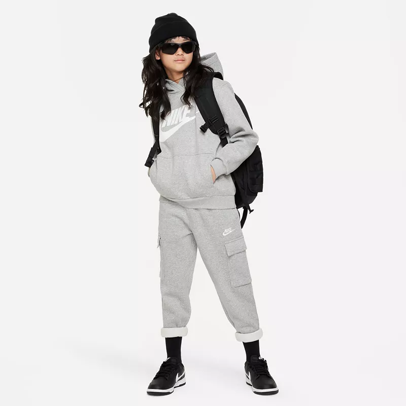 

Флисовая худи Nike All Kids Fit Sportswear Club, цвет Dk Grey Heather/White