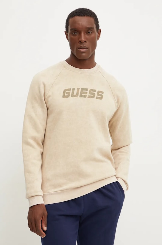 

Хлопковая толстовка ALIOTH Guess, бежевый