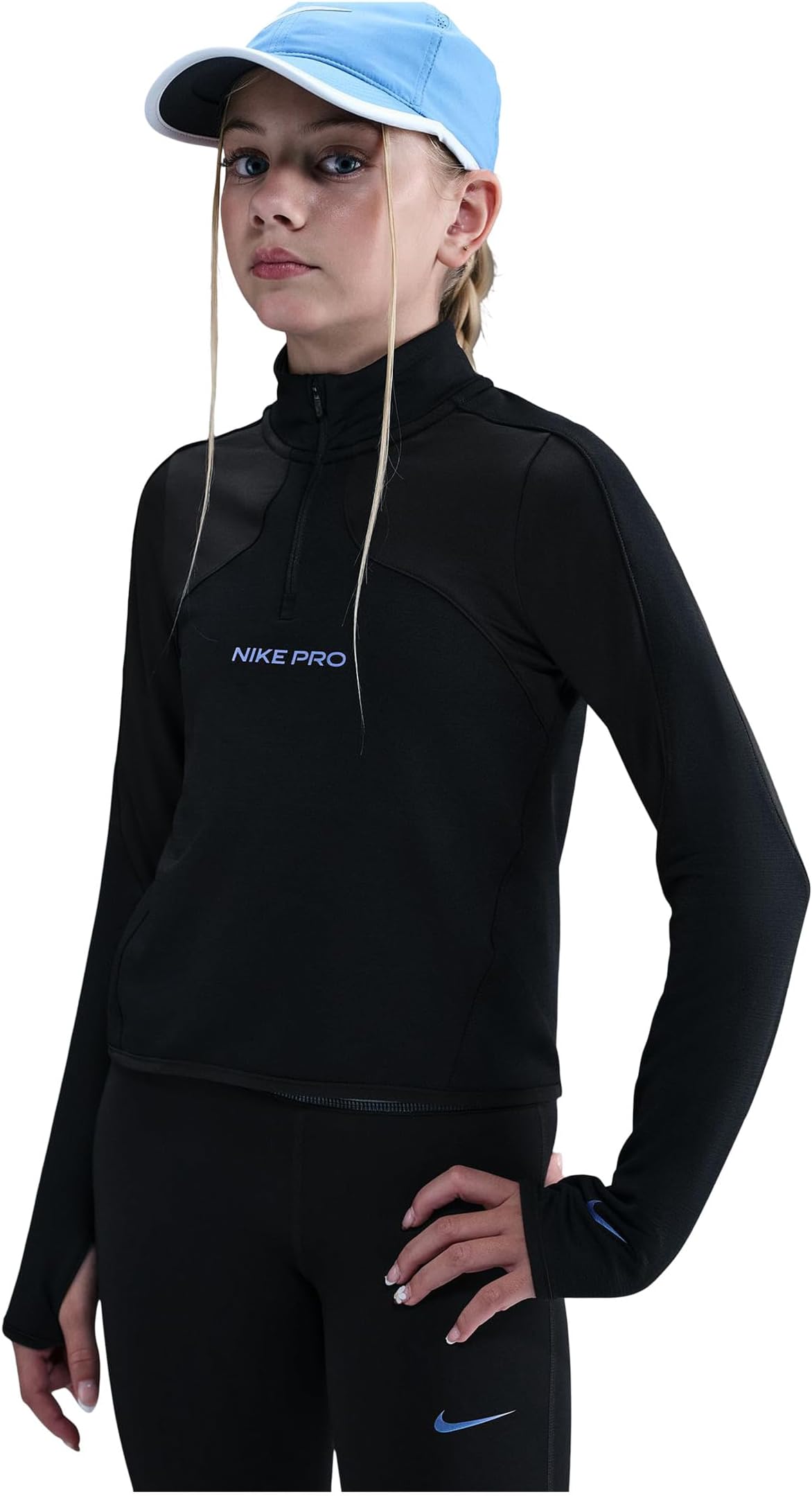 

Топ Pro Therma-FIT с длинным рукавом и молнией 1/2 Nike Kids, Black