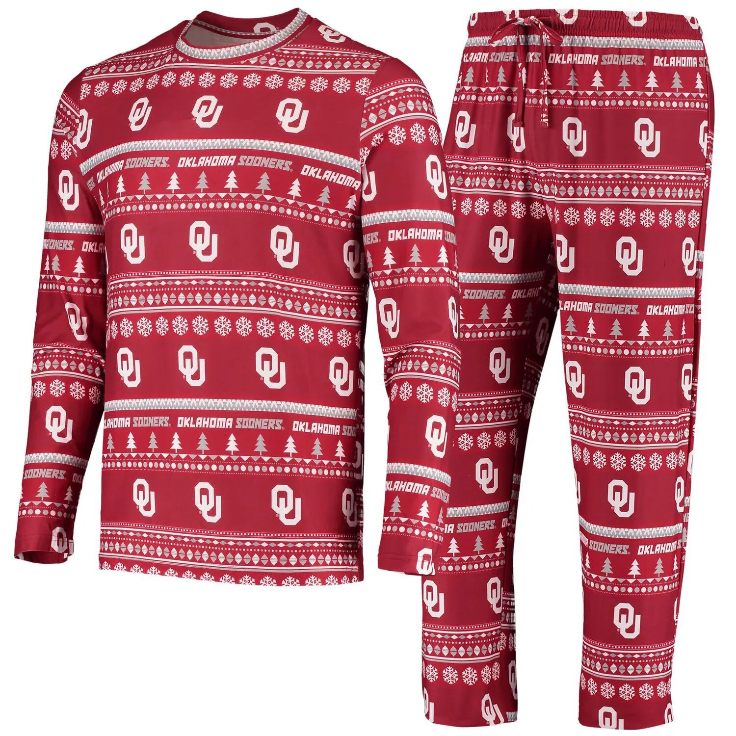 

Мужской комплект из топа и брюк с длинными рукавами Concepts Sport Crimson Oklahoma Early Ugly Sweater