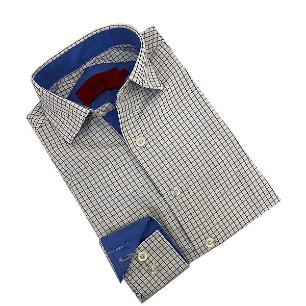 Мальчиковая рубашка slim fit в клетку Elie Balleh, Blue White — фото 2