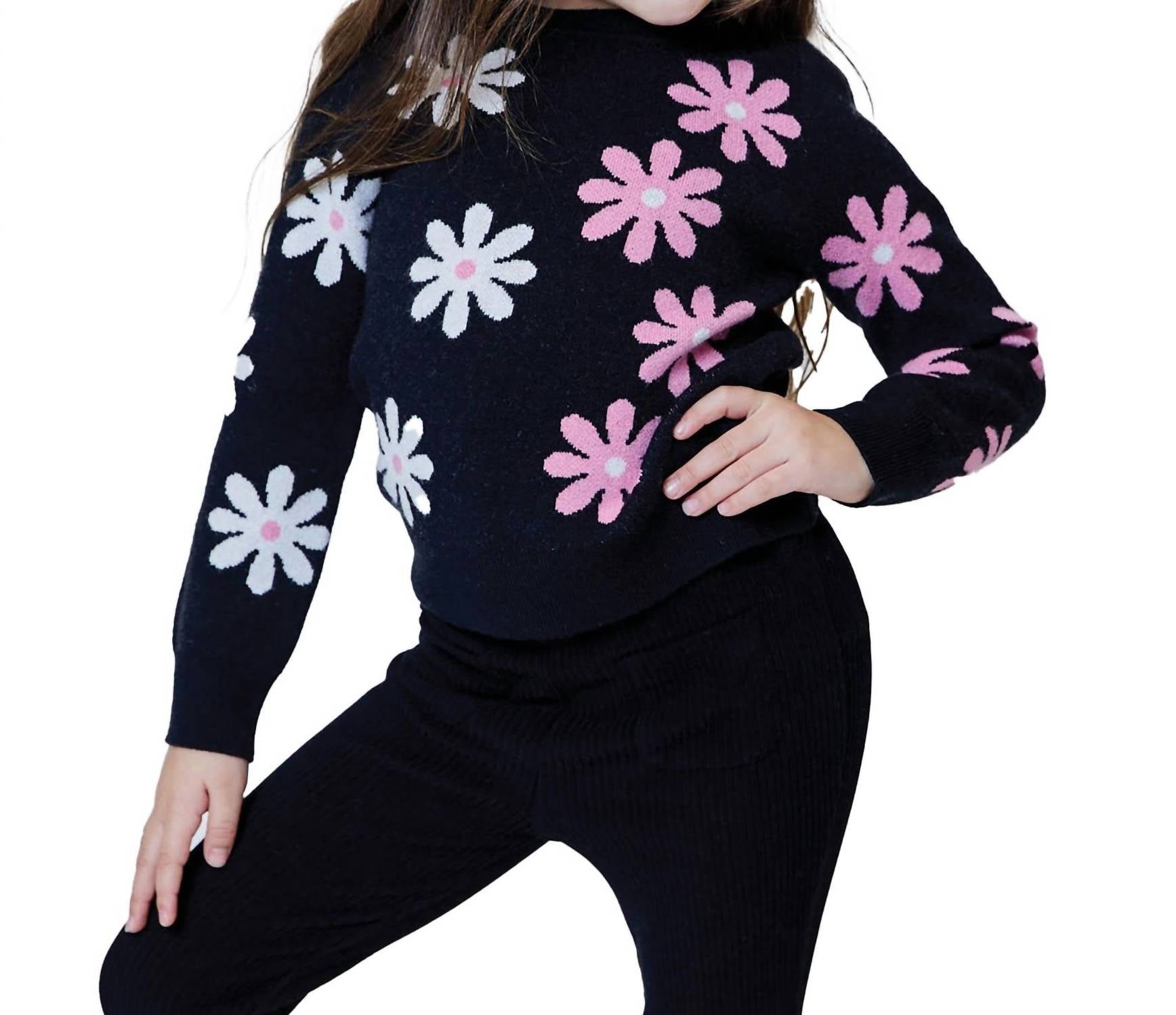 

Детский свитер с черным цветочным принтом Design History