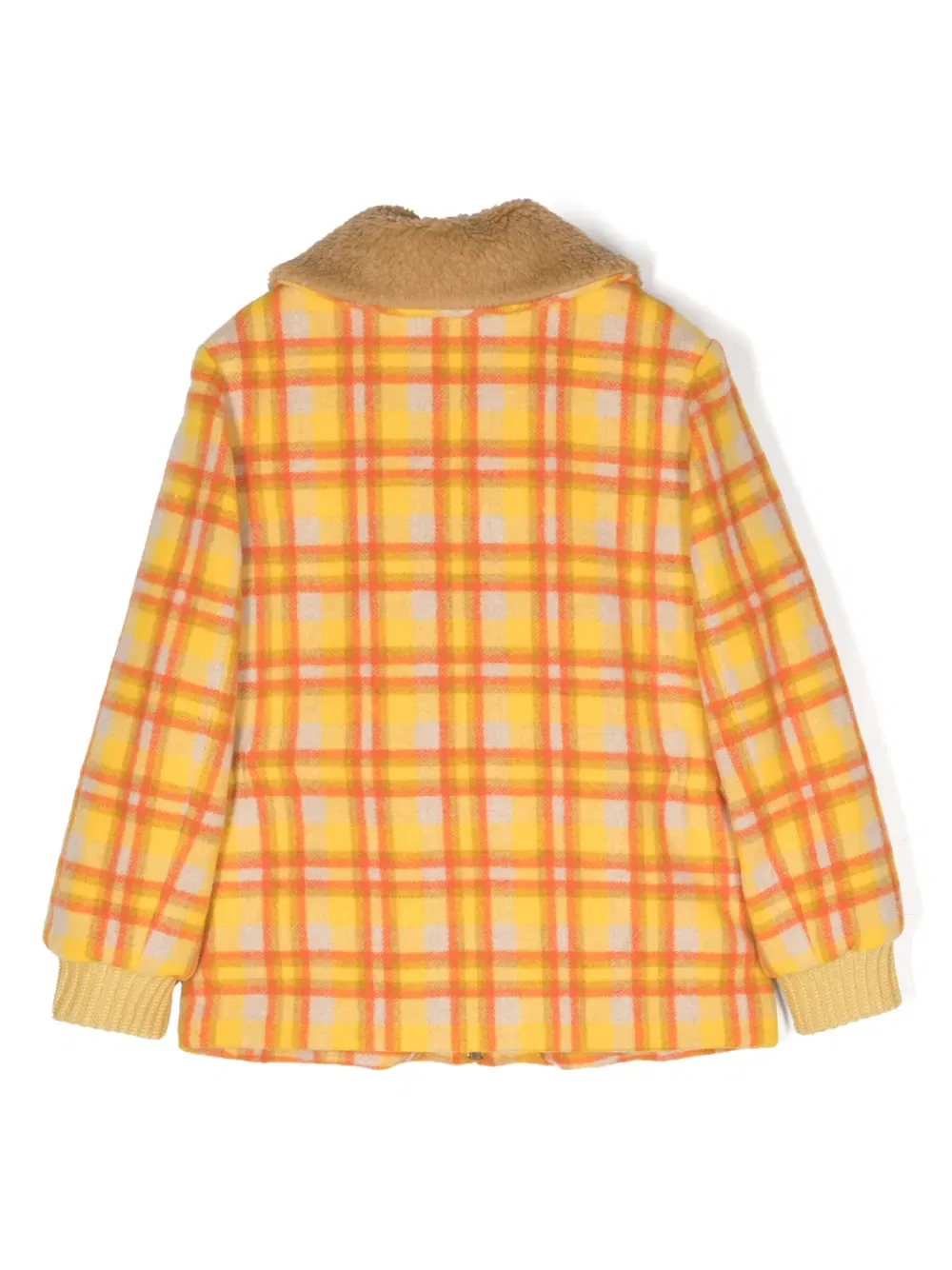 Шерстяная куртка-бомбер в клетку Gucci Kids, желтый — фото 2