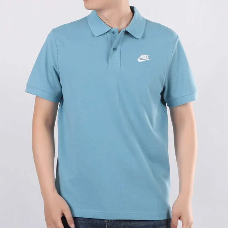 Nike Футболка-поло мужская Cerulean/White с воротником-поло, умеренно прямой крой — фото 4