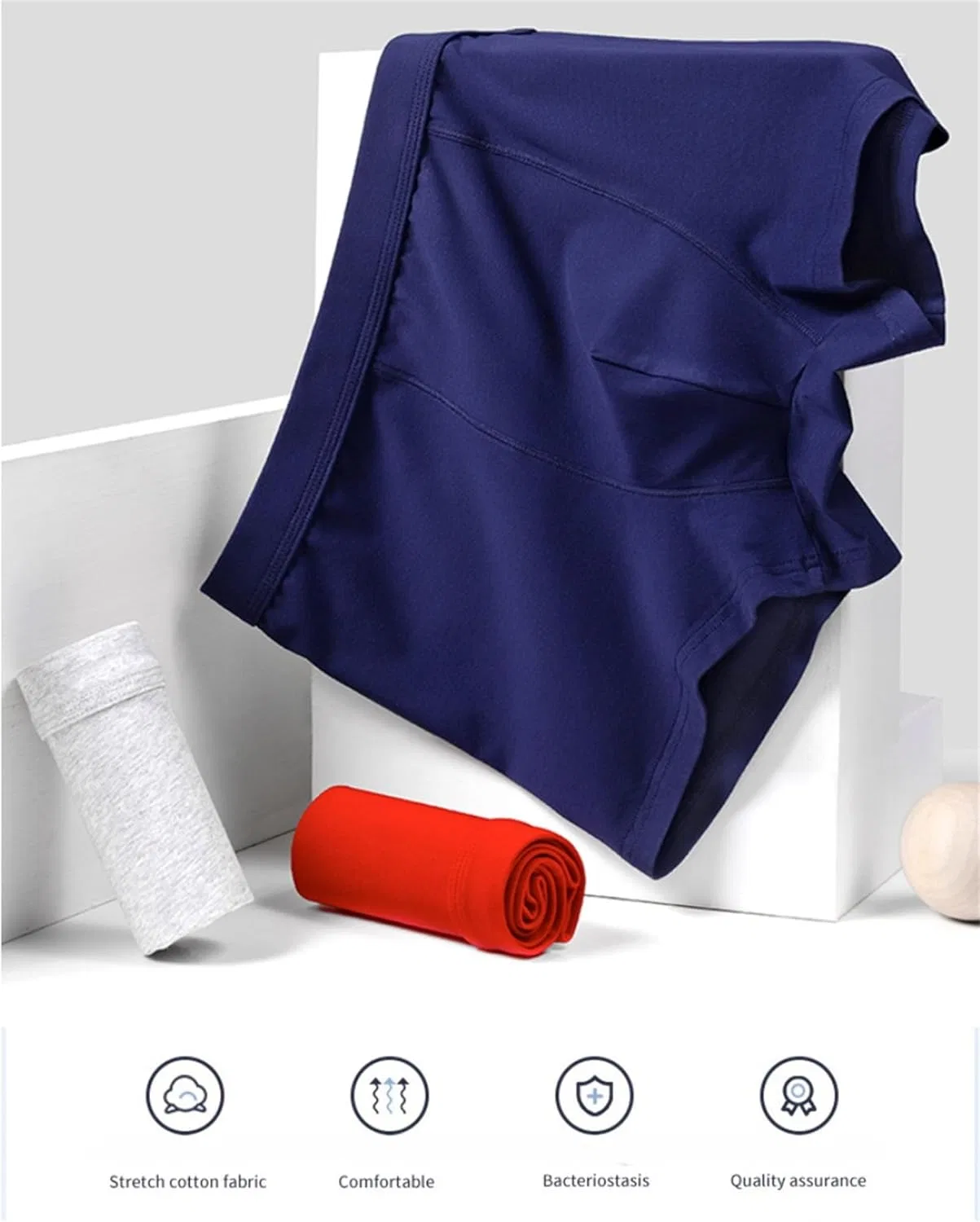 Трусы боксеры впитывающие, хлопок, Plus Size, 3pcs-b — фото 2