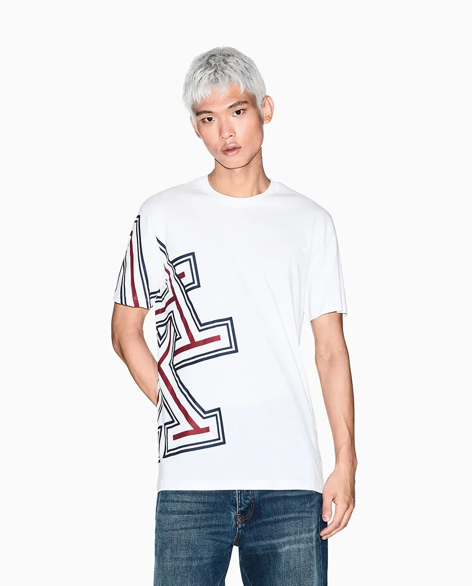 

Мужская футболка с коротким рукавом и большим боковым логотипом Armani Exchange, светло-бежевый