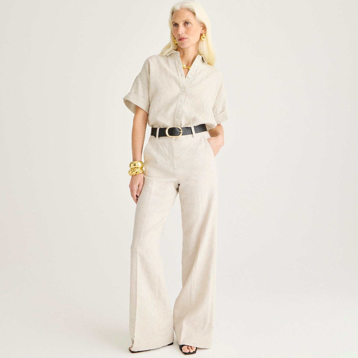 

Расклешенные брюки Carolina из эластичной льняной смеси J.Crew, белый