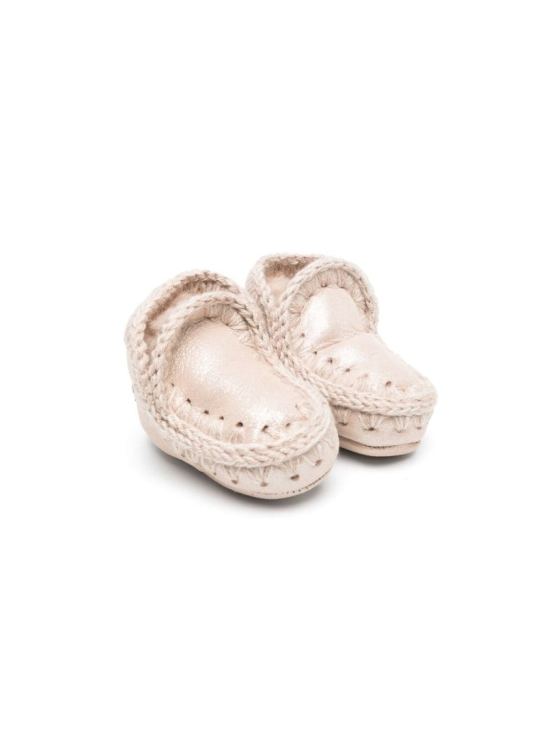 

Mou Kids ботинки Eskimo с отделкой в технике кроше, розовый