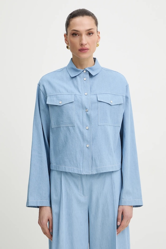 

Хлопковая рубашка Twinset, синий