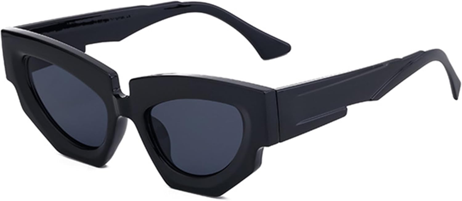 

bullabulling Модные солнцезащитные очки «кошачий глаз» для женщин, футуристические солнцезащитные очки в стиле ретро для мужчин, трендовые черные и серые солнцезащитные очки UV400, C1