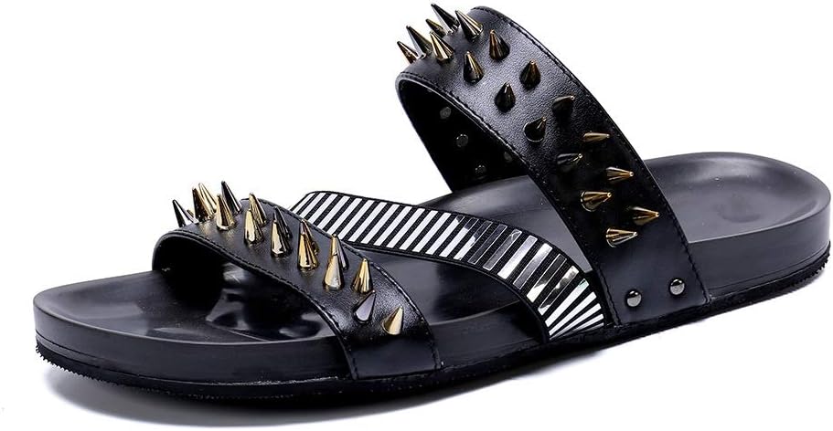 

Мужские и женские домашние тапочки Rui, повседневные и воздухопроницаемые сандалии с заклепками, декоративные сандалии, мягкая подошва, противоскользящие, из натуральной кожи, больших размеров (Цвет: черный, Размер: 13 M US) Rui Landed