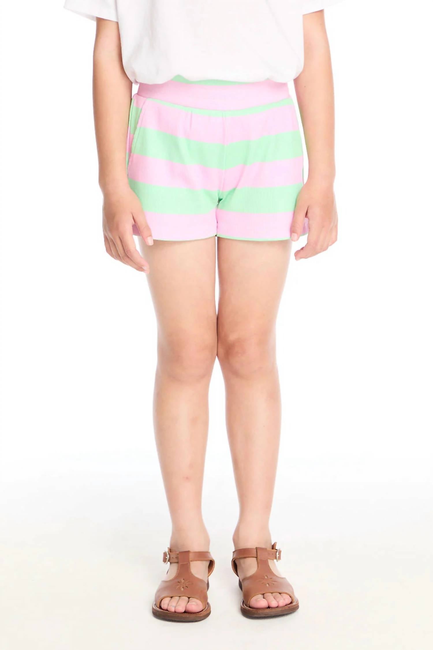 

Детские шорты Jade в розово-зеленую полоску Chaser