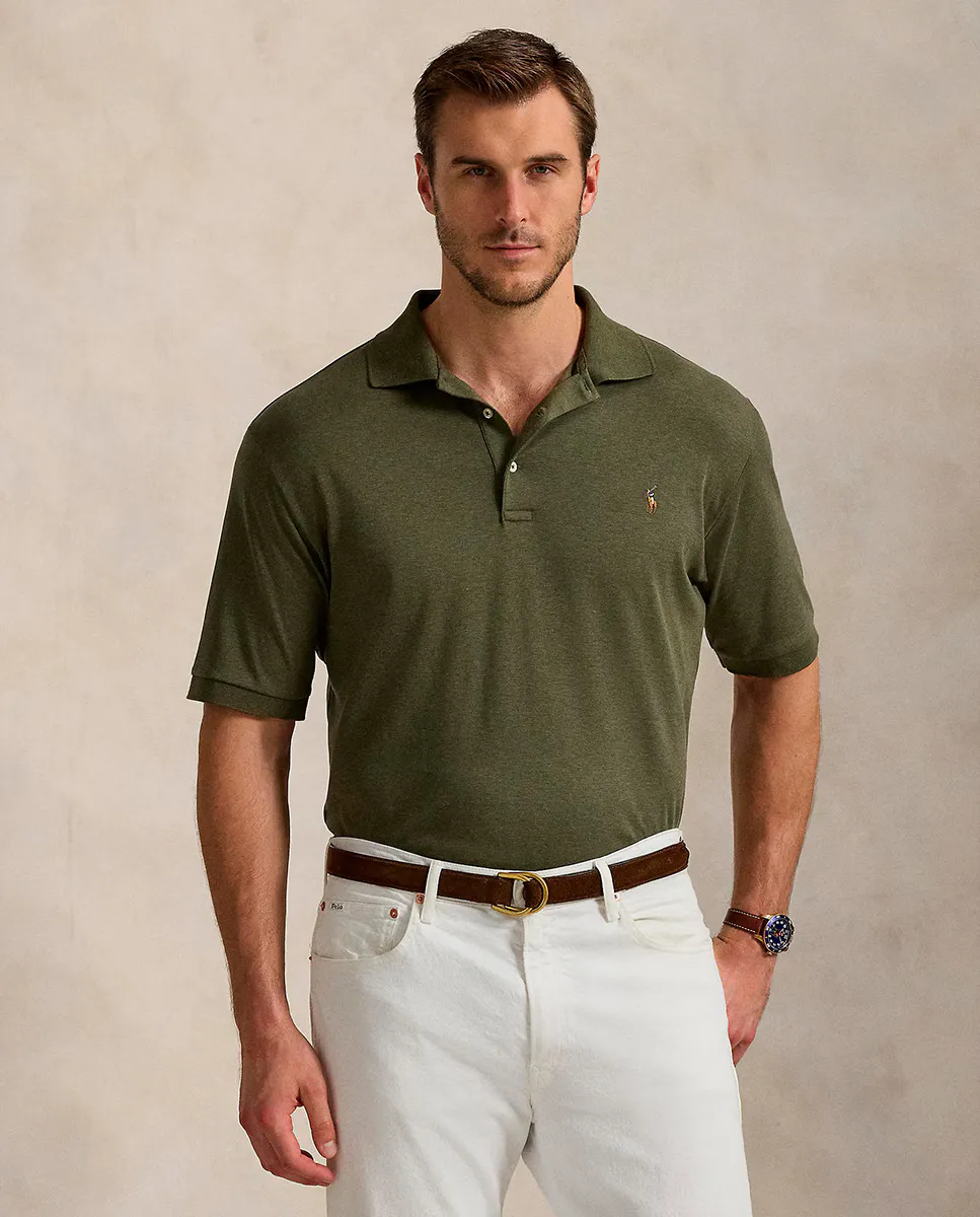 

Мужская классическая рубашка поло из хлопка больших размеров Polo Ralph Lauren, коричневато-зеленый