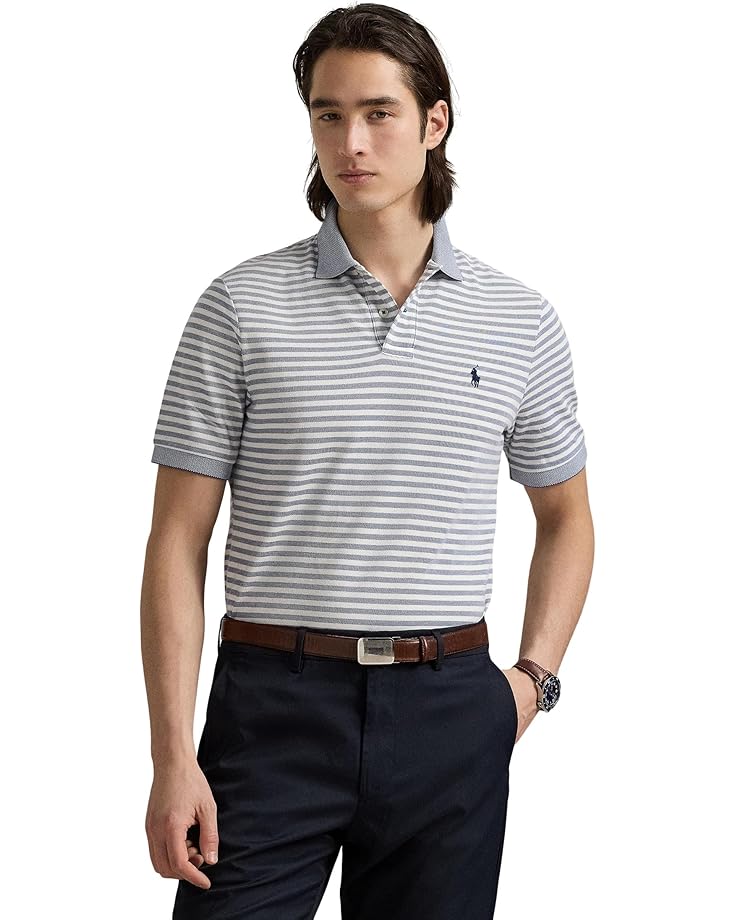 

Поло Polo Ralph Lauren Classic Fit Striped Mesh Polo Shirt, цвет Earth Blue/White