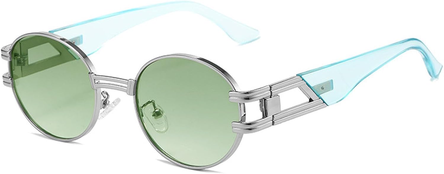 

Металлические солнцезащитные очки в стиле стимпанк для женщин, роскошные металлические круглые очки в стиле панк для мужчин, модные солнцезащитные очки, трендовые очки UV400 TKKTLLT, C7