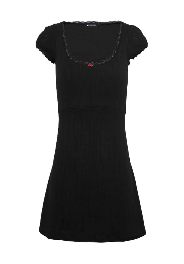 

Платье с воланами "pointella" с коротким рукавом и кружевной каймой Tommy Jeans, черный