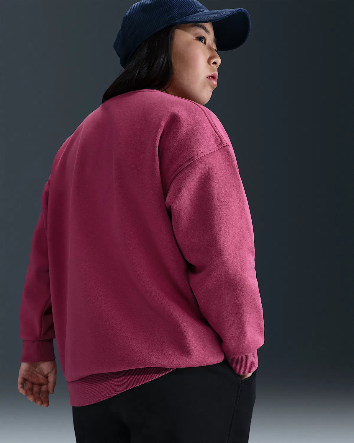 Детская увеличенная толстовка (большие размеры) Nike Sportswear Club Fleece, Sweet Beet/Sweet Beet/White — фото 2