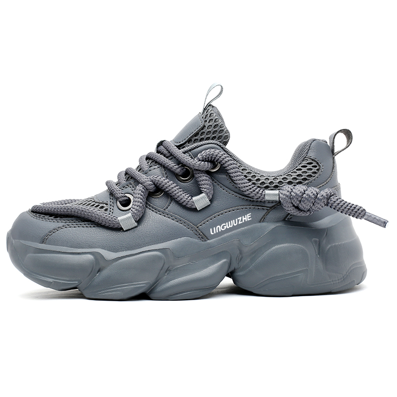 

Lingwuzhe Серые унисекс кроссовки на массивной подошве, цвет Gray
