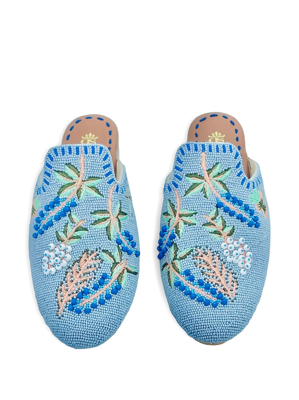 Мюли на плоской подошве с цветочным декором De Siena Shoes, синий — фото 2